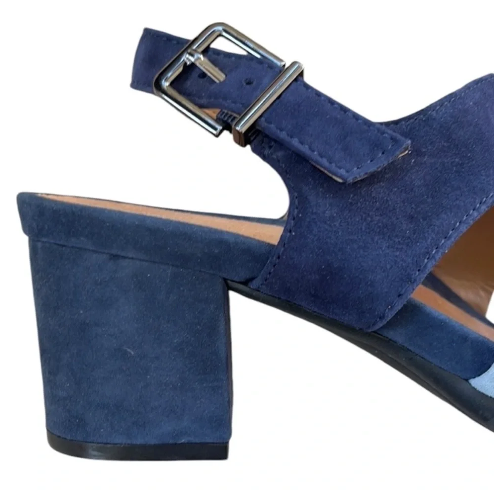 EUC Earth Leather Heeled Sandals Blue Size 8.5 - Picture 4 of 7